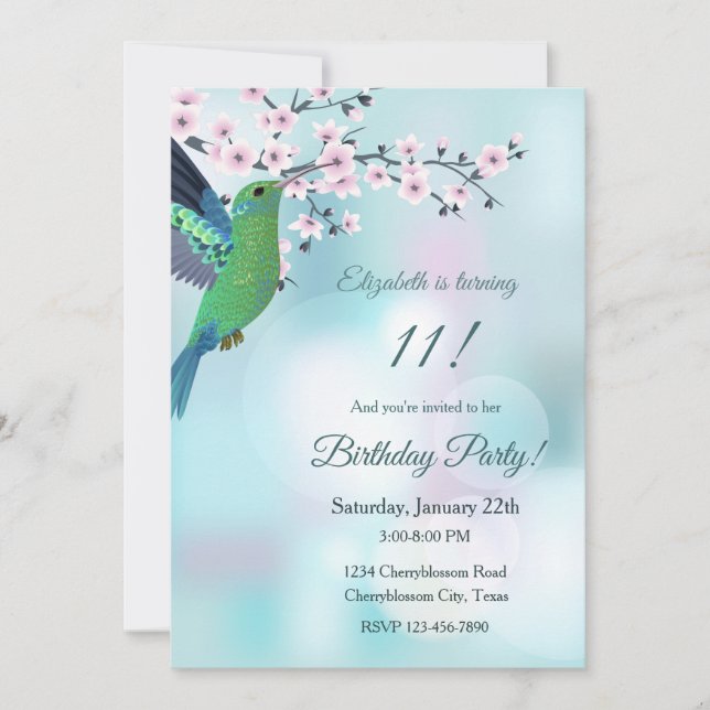 Invitation Anniversaire de la floraison des cerisiers d'colib (Devant)