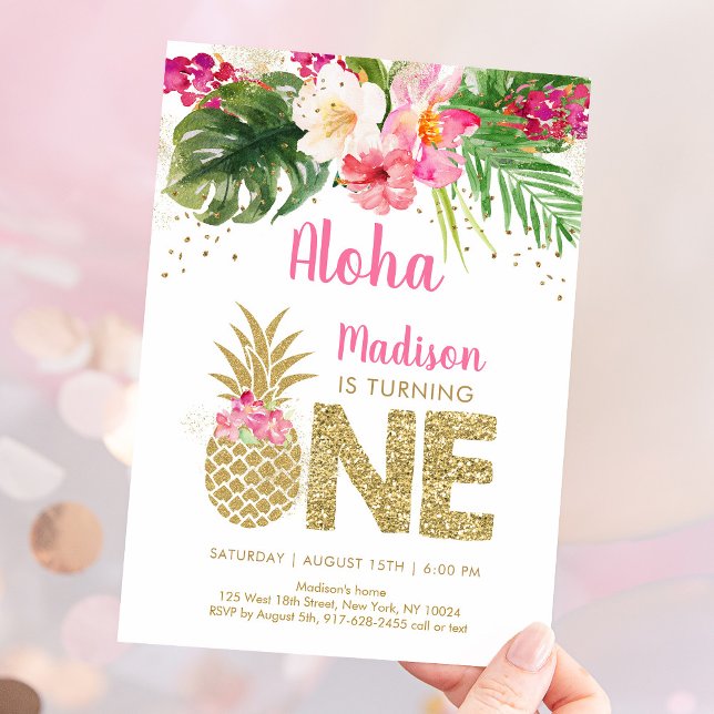 Invitation Anniversaire de la flore tropicale de l'ananas (Créateur téléchargé)