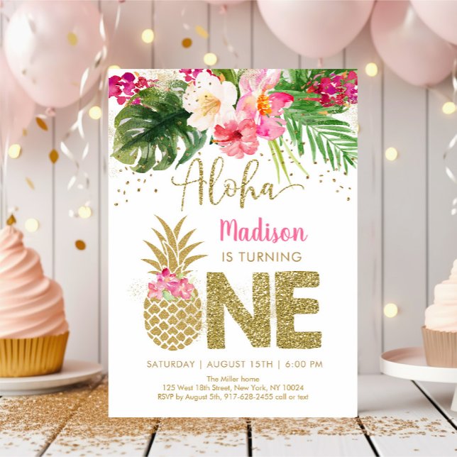 Invitation Anniversaire de la flore tropicale de l'ananas (Créateur téléchargé)