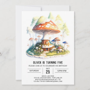Invitation Anniversaire de la forêt de champignons enchantés