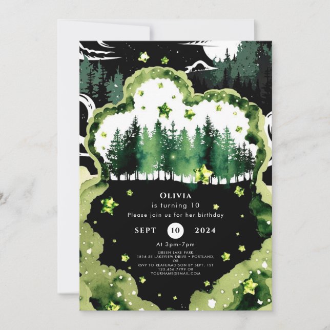 Invitation Anniversaire de la forêt étincelante (Devant)