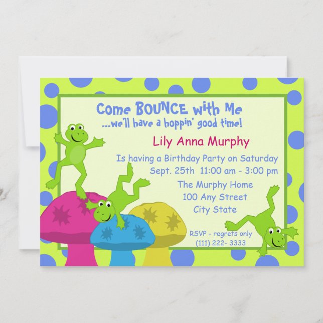 Invitation Anniversaire de la grenouille (Devant)