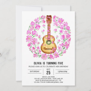 Invitation Anniversaire de la guitare du musicien acoustique