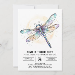 Invitation Anniversaire de la Libellule Iridescente Bleue