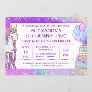 Invitation Anniversaire de la licorne de la fille