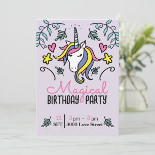 Invitation Anniversaire de la licorne magique