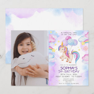 Invitation Anniversaire de la licorne magique Arc