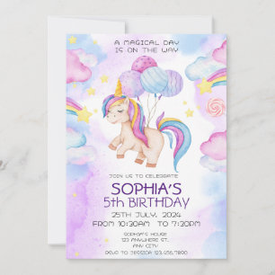 Invitation Anniversaire de la licorne magique Arc 