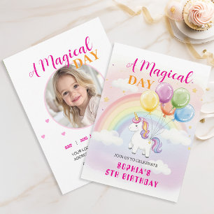 Invitation Anniversaire de la licorne magique et arc-en-ciel