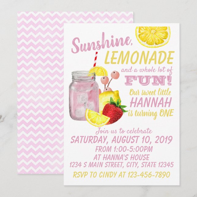 Invitation Anniversaire de la limonade (Devant / Derrière)
