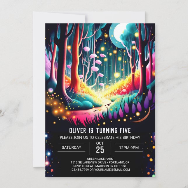 Invitation Anniversaire de la luciole aquarelle (Devant)