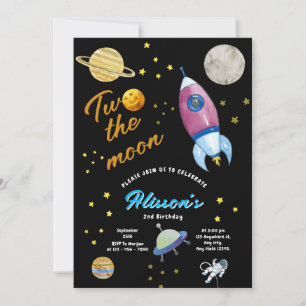 Invitation Anniversaire de la Lune  Rocket et planètes