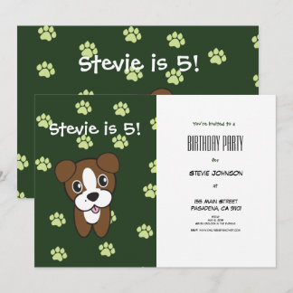 Invitation Anniversaire de la marionnette Super Cute Green Bo