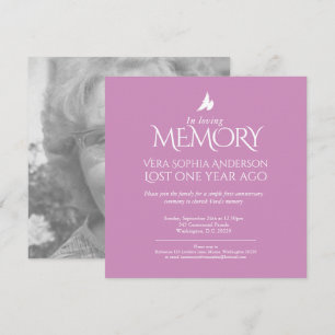 Invitation Anniversaire de la mort colombe blanche rose blanc