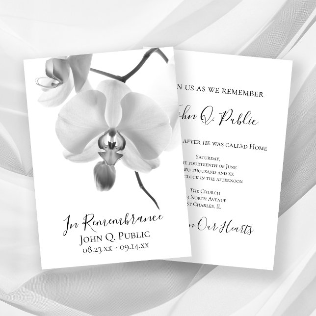 Invitation Anniversaire de la mort des orchidées noires et bl (Créateur téléchargé)