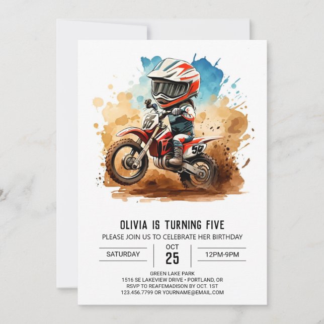 Invitation Anniversaire de la moto Boho simple (Devant)