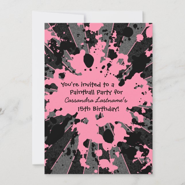 Invitation Anniversaire de la peinture rose (Devant)
