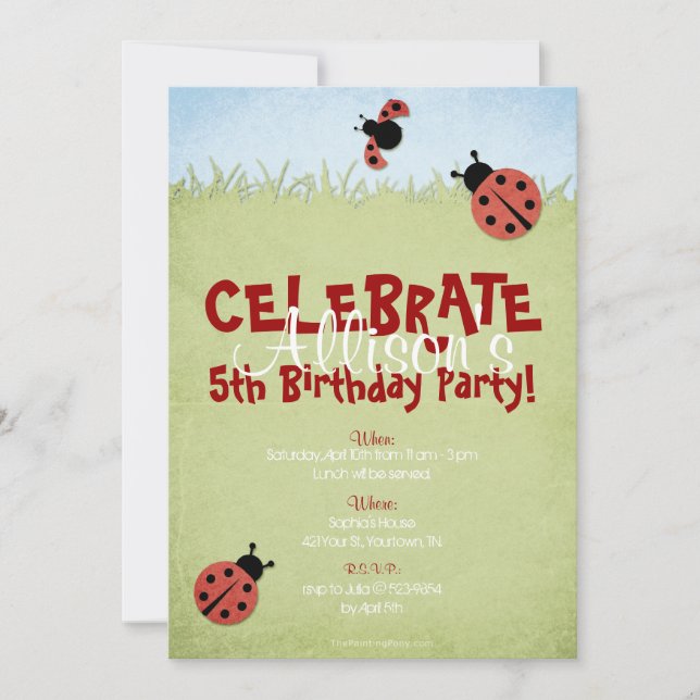 Invitation Anniversaire de la petite dame Bugs (Devant)