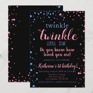 Invitation Anniversaire de la petite étoile Neutral Girl & Bo