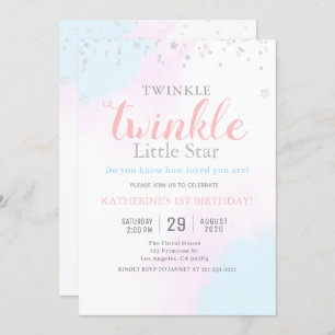 Invitation Anniversaire de la petite étoile Neutral Girl & Bo