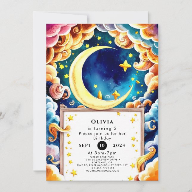 Invitation Anniversaire de la petite lune (Devant)