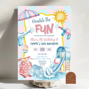 Invitation Anniversaire de la piscine fraternelle pastel groo