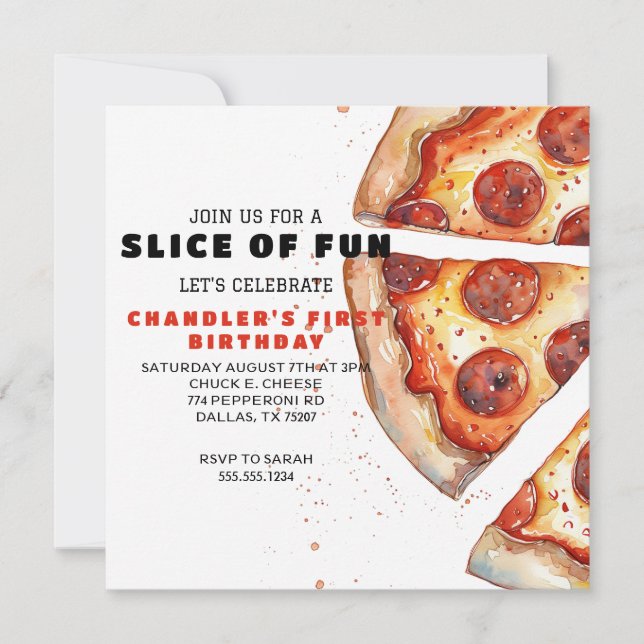 Invitation Anniversaire de la Pizza (Devant)