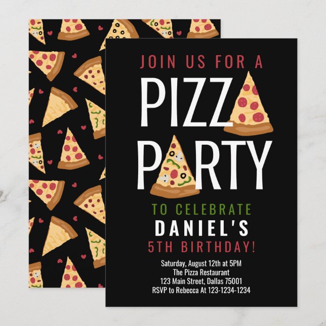 Invitation Anniversaire de la Pizza (Devant / Derrière)