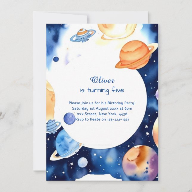 Invitation Anniversaire de la poussière d'étoile de l'espace  (Devant)