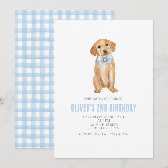 Invitation Anniversaire de la preppie chienne (Devant / Derrière)