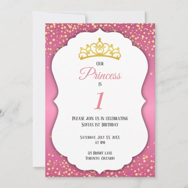 Invitation Anniversaire de la princesse (Devant)