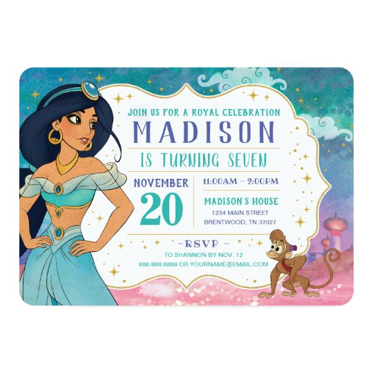 Invitation Anniversaire De La Princesse Jasmine Et Abu Enchan Zazzle Ca