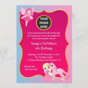 Invitation Anniversaire de la princesse rose Pony