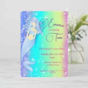 Invitation Anniversaire de la sirène arc-en-ciel