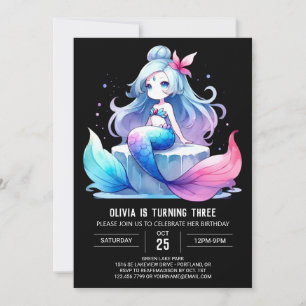 Invitation Anniversaire de la sirène lunaire personnalisée