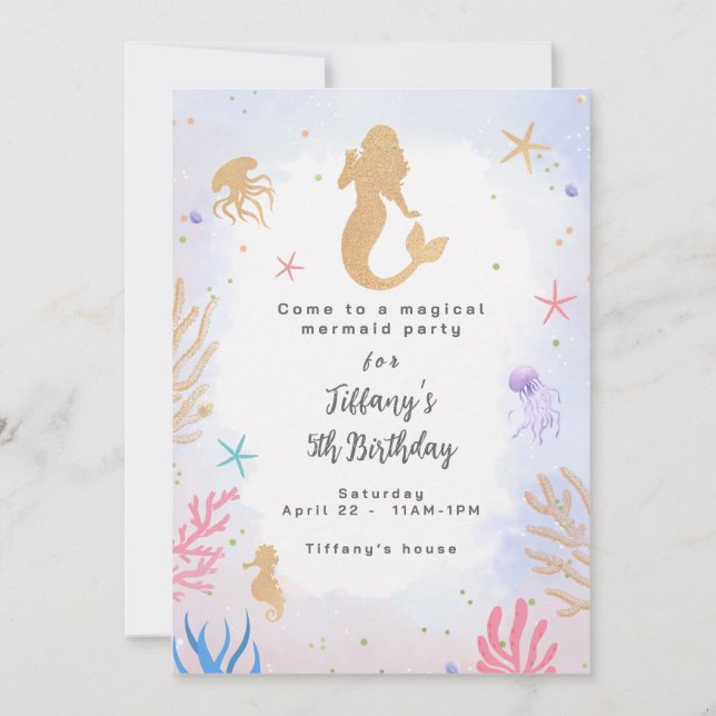 Invitation Anniversaire de la sirène magique (Devant)