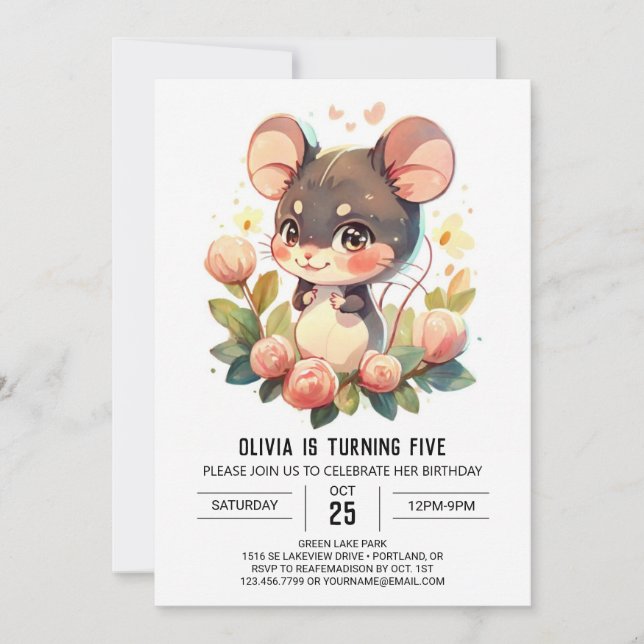 Invitation Anniversaire de la souris en ligne (Devant)