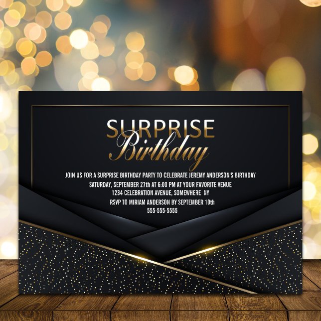 Invitation Anniversaire de la surprise de l'or noir (Créateur téléchargé)
