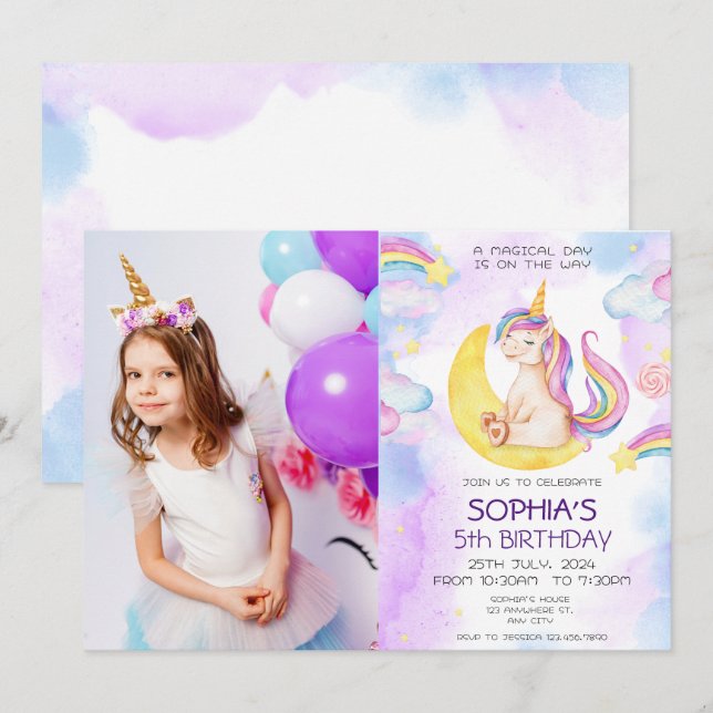 Invitation Anniversaire de la Unicorn, Parti de la (Devant / Derrière)