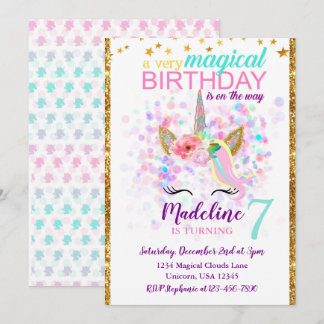 Invitation Anniversaire de la Unicorne Célébration