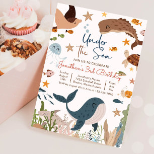 Invitation Anniversaire de la vie sous-marine requin baleine 