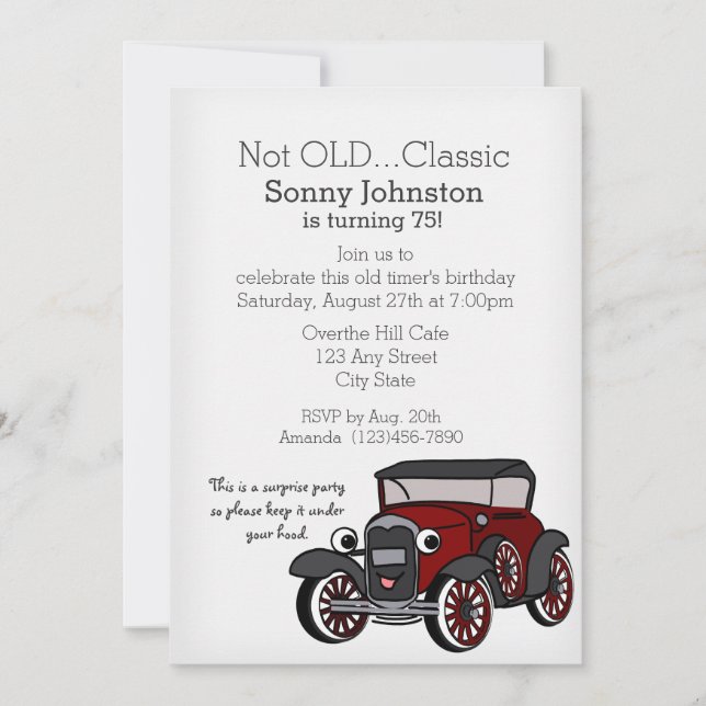 Invitation Anniversaire de la voiture (Devant)