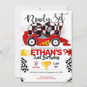Invitation Anniversaire de la voiture de course, anniversaire