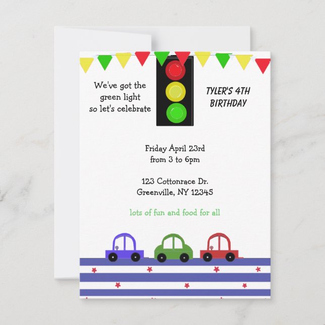 Invitation Anniversaire De La Voiture De Course Cu (Devant)