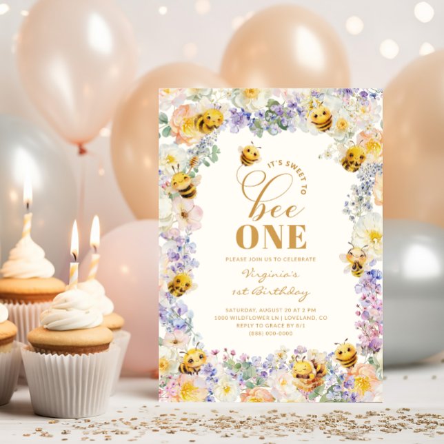 Invitation Anniversaire de l'abeille mignonne (Cute Bee Birthday Invitation
)