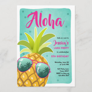 Invitation Anniversaire de l'Aloha Luau Hawaii tropical