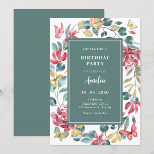 Invitation Anniversaire de l'aquarelle florale