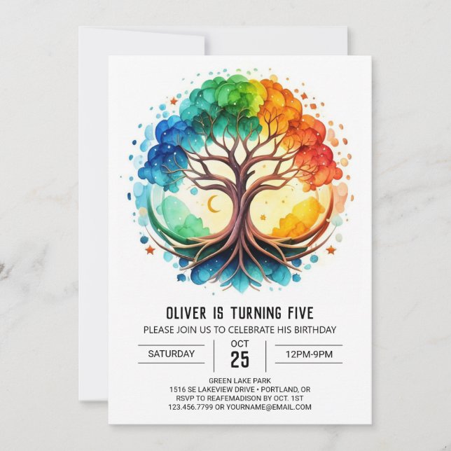 Invitation Anniversaire de l'arbre à vie enchanté (Devant)