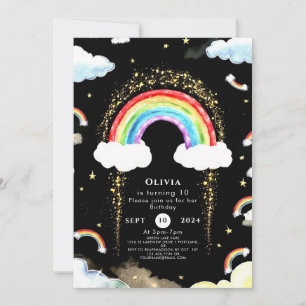 Invitation Anniversaire de l'arc-en-ciel coloré pour enfants