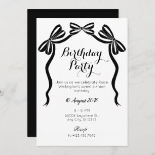 Invitation Anniversaire de l'arc en ruban de cravate douce no